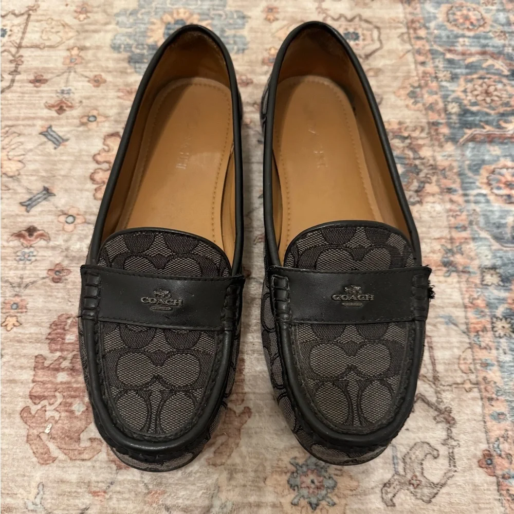 Coach Odette Signature Print Black Loafers